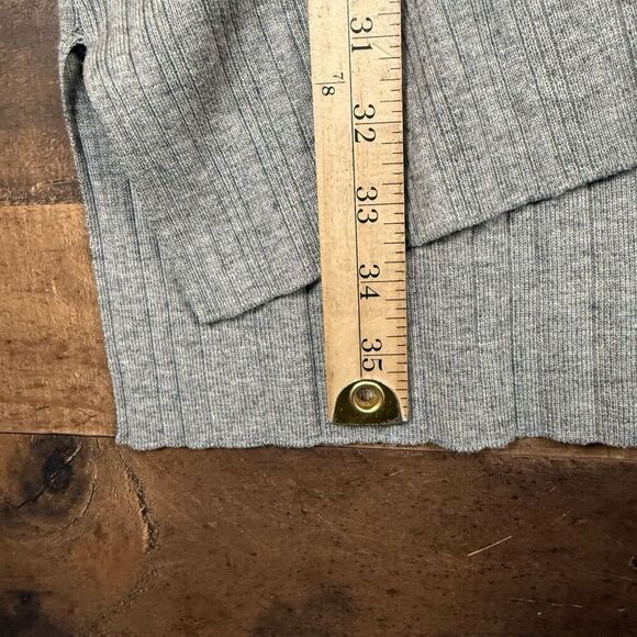 Kerisma Womens M/L Button Front Wool Blend Cardigan Sweater Gray Ribbed Longline - Picture 5 of 7